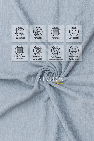 Kaymaz Koltuk Örtüsü Çift Taraflı Mikrofiber Şönil 175x350 cm XL- Bulut – Kedi Köpek ve Çocuk Dostu - Resim 2