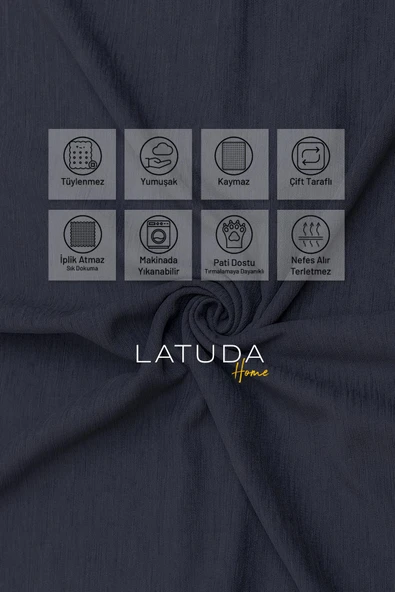 Kaymaz Koltuk Örtüsü Çift Taraflı Mikrofiber Şönil 175x350 cm XL- Antrasit – Kedi Köpek ve Çocuk Dostu - Resim 3