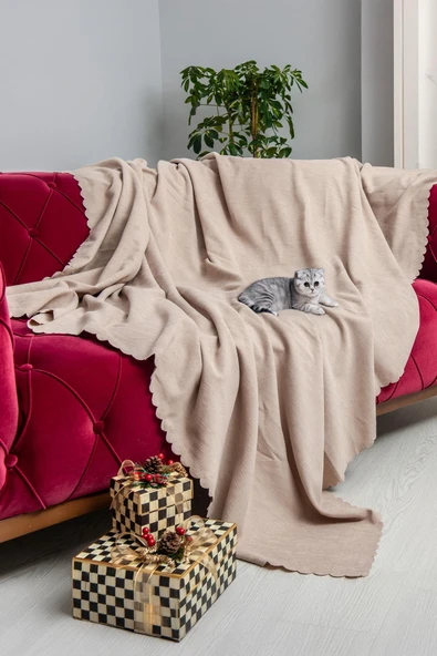 Kaymaz Koltuk Örtüsü Çift Taraflı Mikrofiber Şönil 175x350 cm XL- Camel – Kedi Köpek ve Çocuk Dostu - 2