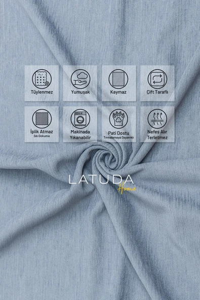 Kaymaz Koltuk Örtüsü Çift Taraflı Mikrofiber Şönil 175x350 cm XL- Gri – Kedi Köpek ve Çocuk Dostu - 3