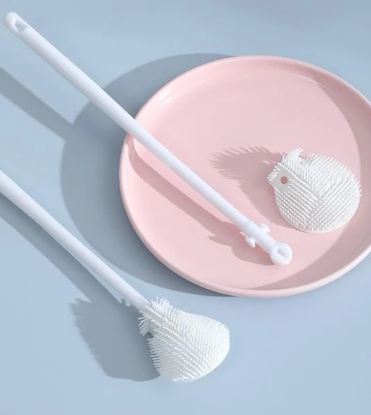 Kavanoz ve Biberon Yıkama Fırçası Silikon Beyaz - Resim 4