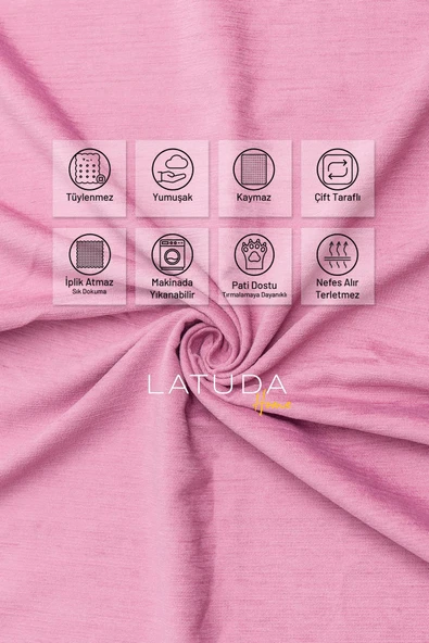 Kaymaz Koltuk Örtüsü Çift Taraflı Mikrofiber Şönil 175x350 cm XL- Gül Kurusu – Kedi Köpek ve Çocuk Dostu - 2