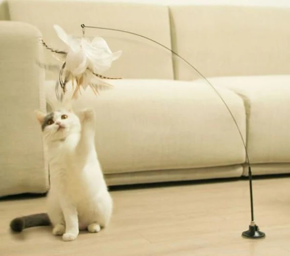 Vantuzlu Tüylü Zilli Kedi Oyun Oltası ürün görseli 1