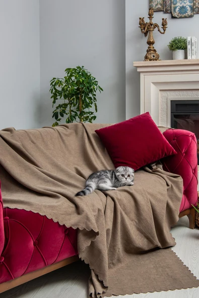 Kaymaz Koltuk Örtüsü Çift Taraflı Mikrofiber Şönil 175x350 cm XL- Kapuçino – Kedi Köpek ve Çocuk Dostu - Resim 2