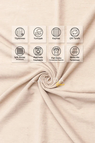 Kaymaz Koltuk Örtüsü Çift Taraflı Mikrofiber Şönil 175x350 cm XL- Camel – Kedi Köpek ve Çocuk Dostu - 3