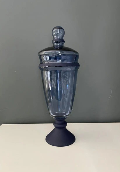 DECORIUM KAPAKLI AYAKLI VAZO YARI MAT KOBALT 36 CM ürün görseli