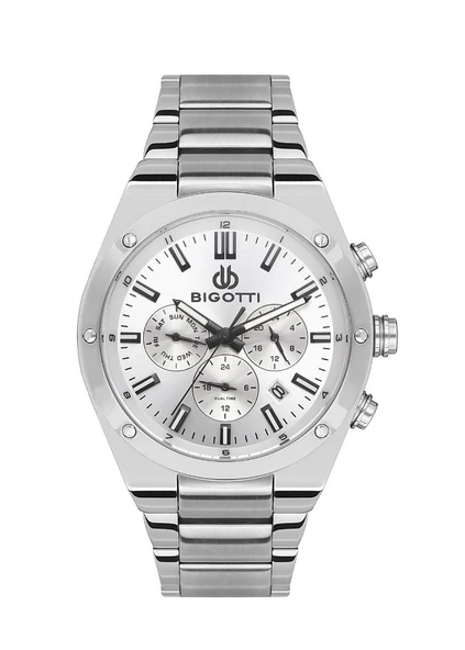 Bigotti BG.1.10511.1 Tüm Fonksiyonları Aktif Çelik Kordon Çelik Kasa 5 ATM Suya Dayanıklı Metalik Renk Erkek Kol Saati