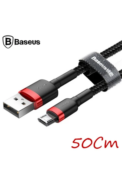 Cafule Micro Usb 0.50 Kısa 2.4a Hızlı Şarj Halat Usb Kablo - Siyah,gri