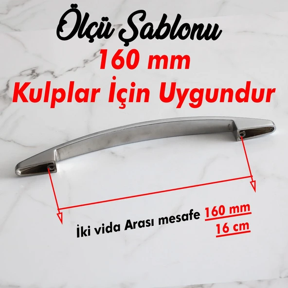Metal Kulp Mobilya Mutfak Çekmece Dolap Dolabı Kapak Kulpları Kulbu Kulpu 16 cm 160 mm Krom - Resim 3