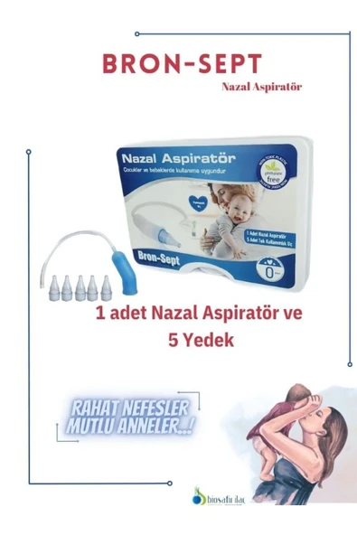 Bron-Sept Bebek Burun Aspiratörü + Yumuşak Yedek Uç 5 Adet