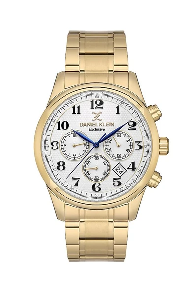 Daniel Klein DK.1.13637-4 Exclusive Tüm Fonksiyonları Aktif Çelik Kordon Çelik Kasa 3 ATM Suya Dayanıklı Altın Renk Erkek Kol Saati