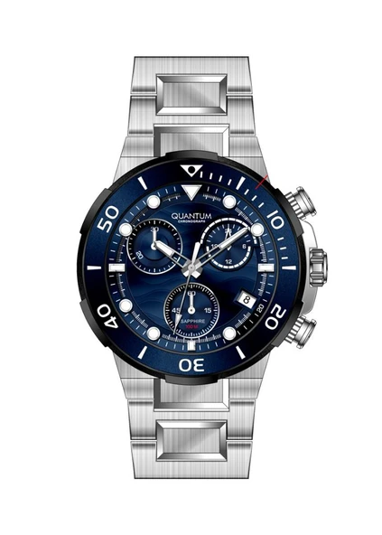 Quantum HNG1150.390 Safir Camlı Çelik Kordon Çelik Kasa 10 ATM Suya Dayanıklı Metalik Renk Erkek Kol Saati