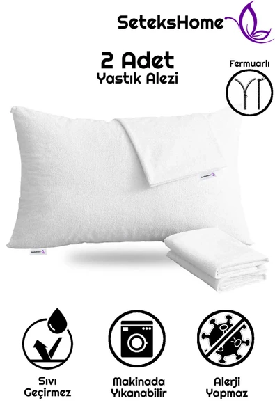 Sıvı Geçirmez Fermuarlı Yastık Alezi Yastık İçi Yastık Kılıfı 2 Adet