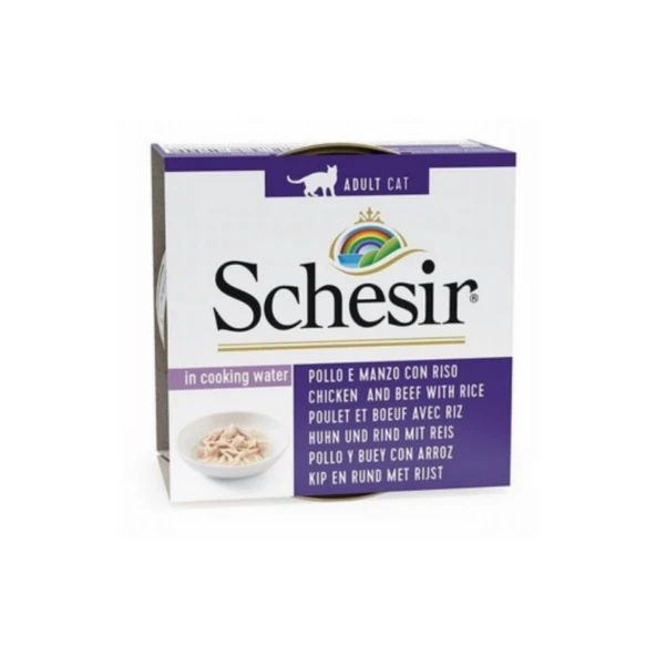 Schesir Doğal Tavuk Etli Sığır Etli ve Pirinçli Yetişkin Kedi Konservesi 85 Gr (6 Adet) - 2