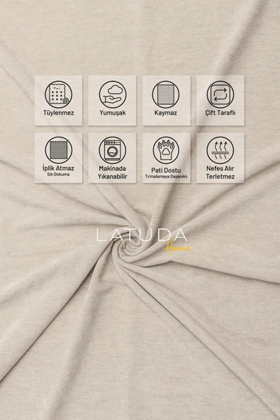 Kaymaz Koltuk Örtüsü Çift Taraflı Mikrofiber Şönil 175x350 cm XL- Kil – Kedi Köpek ve Çocuk Dostu - Resim 2