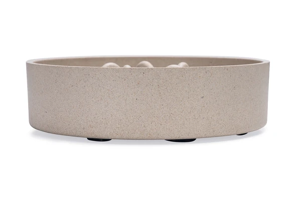 Beeztees DBL Köpek Yavaş Besleme Mama Kabı, Bambu, Bej, 21cm, 1430ml - Resim 6