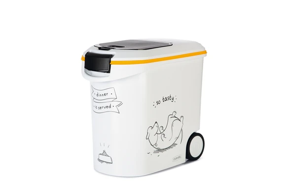 Beeztees Mama Saklama Kabı, Plastik, Tekerlekli, Özel Kapaklı, Beyaz, 35L - Resim 5