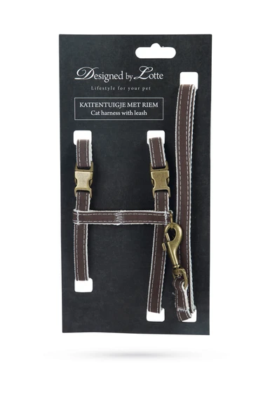 Beeztees DBL Kedi Göğüs Tasması ve Gezdirme Kayışı, 130cm, Kahverengi, 27-45cm - 2