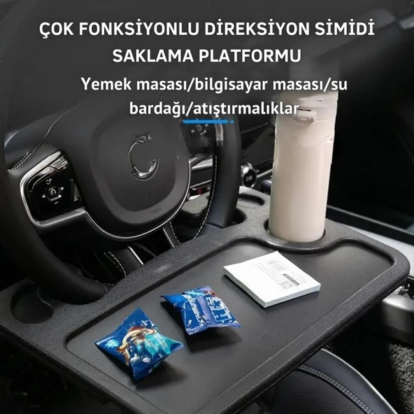 Polham 42x28 CM Tüm Direksiyonlara Uyumlu Araç İçi Direksiyon Masası, Çift Taraflı Yemek ve Çalışma Masası - 2