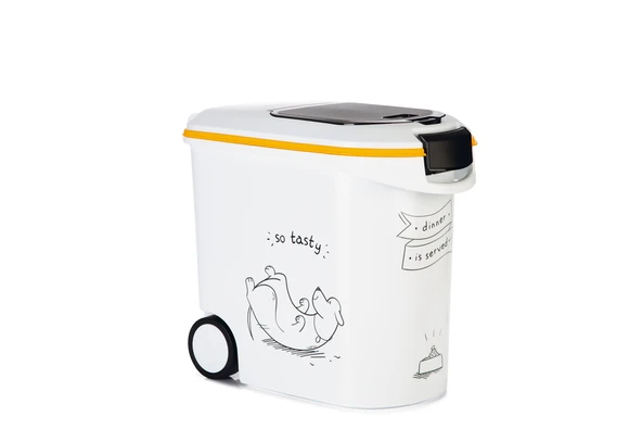 Beeztees Mama Saklama Kabı, Plastik, Tekerlekli, Özel Kapaklı, Beyaz, 35L - Resim 2