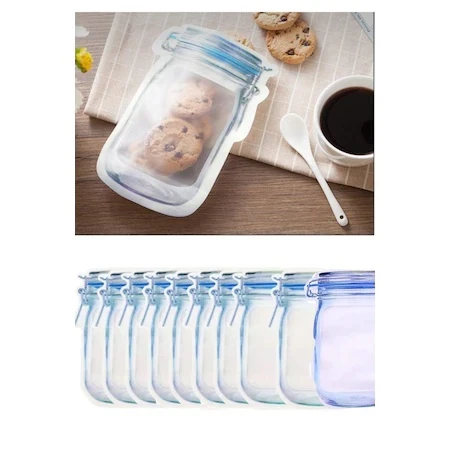 Kavanoz Görünümlü Kilitli Saklama Poşeti 620 ML (1 Adet ) - 3