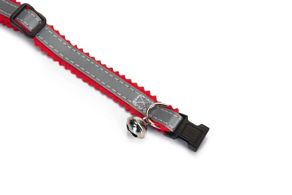 Beeztees Kedi Boyun Tasması, Fosforlu Gri Kırmızı, 24,5-29,5cm - Resim 3