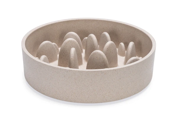 Beeztees DBL Köpek Yavaş Besleme Mama Kabı, Bambu, Bej, 21cm, 1430ml - Resim 2