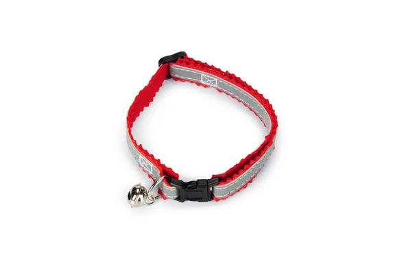 Beeztees Kedi Boyun Tasması, Fosforlu Gri Kırmızı, 24,5-29,5cm ürün görseli