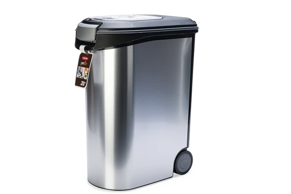 Beeztees Mama Saklama Kabı, Plastik, Tekerlekli, Özel Kapaklı, Dışı Metal Görünümlü 54L - Resim 4