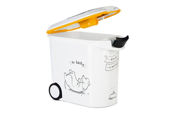 Beeztees Mama Saklama Kabı, Plastik, Tekerlekli, Özel Kapaklı, Beyaz, 35L - Resim 4