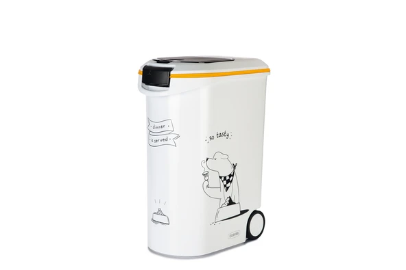 Beeztees Mama Saklama Kabı, Plastik, Tekerlekli, Özel Kapaklı, Beyaz, 54L ürün görseli 1