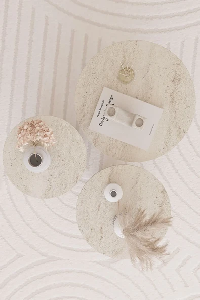 Mantar 3 Lü Zigon Sehpa Iskandinav Stili - Traverten-Yeni stil-Yan sehpa-orta Sehpa - 5