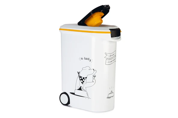 Beeztees Mama Saklama Kabı, Plastik, Tekerlekli, Özel Kapaklı, Beyaz, 54L - Resim 3