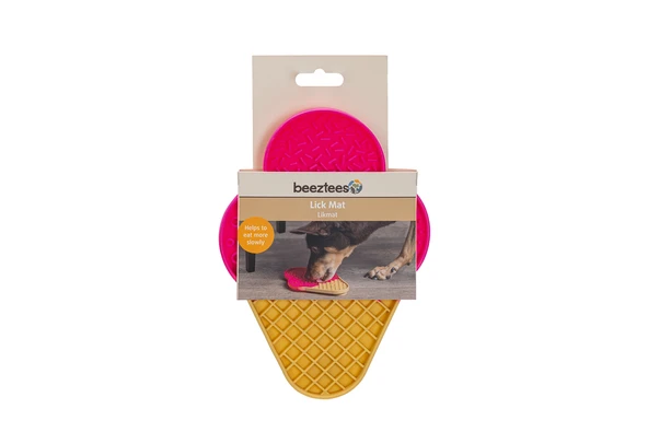 Beeztees Yavru Köpek Yaş Mama Yeme Oyuncağı, Dondurma Şeklinde, Silikon, Pembe, 21x15cm - Resim 3