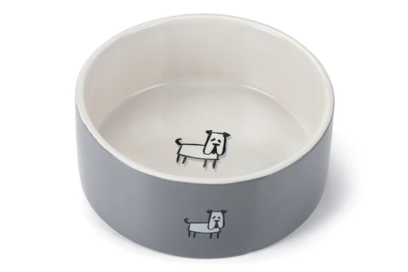 Beeztees Köpek Mama Su Kabı, Seramik, Beyaz Gri, 21,5cm, 2000ml ürün görseli