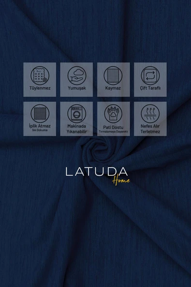 Kaymaz Koltuk Örtüsü Çift Taraflı Mikrofiber Şönil 175x350 cm XL- Lacivert – Kedi Köpek ve Çocuk Dostu - Resim 3