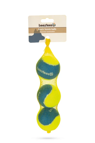 Beeztees Köpek Oyuncağı, Tenis Topu, Mavi/Sarı, 3 Adet, 6,3cm - Resim 3