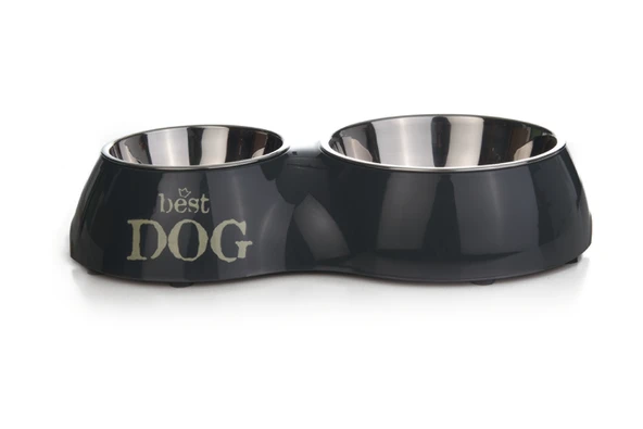 Beeztees Köpek İkili Mama ve Su Kabı, Paslanmaz Çelik, 37x22cm, 350ml ve 700ml