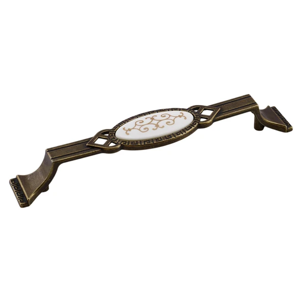 Antik Sarı Metal Kulp (128 mm - 12.8 cm) Mobilya Mutfak Çekmece Dolap Kulpu Kulbu Eskitme Kulpları - Resim 3