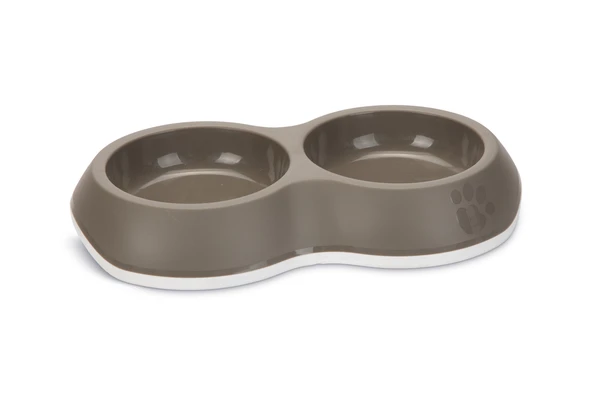 Beeztees Kedi İkili Mama ve Su Kabı, Premium, Plastik, Bej/Gri, 26cm