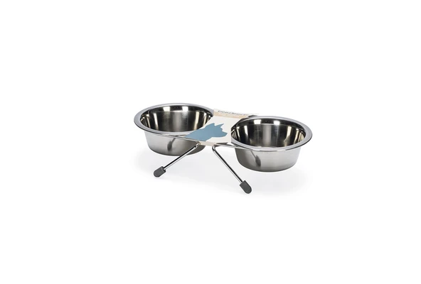 Beeztees Köpek İkili Mama Su Kabı, Paslanmaz Çelik, 11cm, 2x180ml - 3