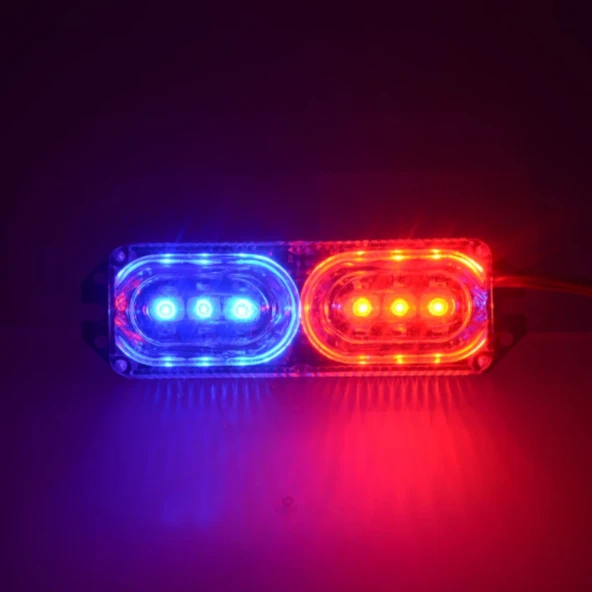 1 Adet 12V Kırmızı - Mavi Işık Animasyonlu Çakar Led, Red - Blue Modüler Led (10 x 3,5 Cm) - Resim 3