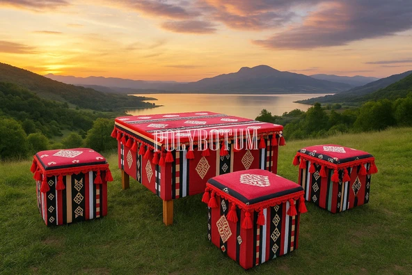 OTANTİK ŞARK KÖŞESİ MASA TABURE TAKIMI - 2