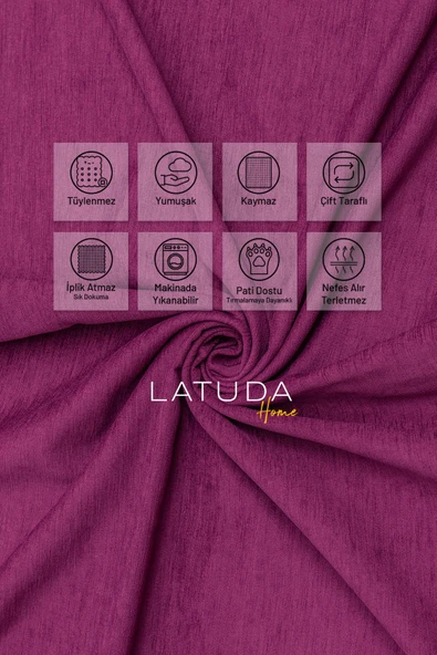 Kaymaz Koltuk Örtüsü Çift Taraflı Mikrofiber Şönil 175x350 cm XL- Mürdüm – Kedi Köpek ve Çocuk Dostu - Resim 2