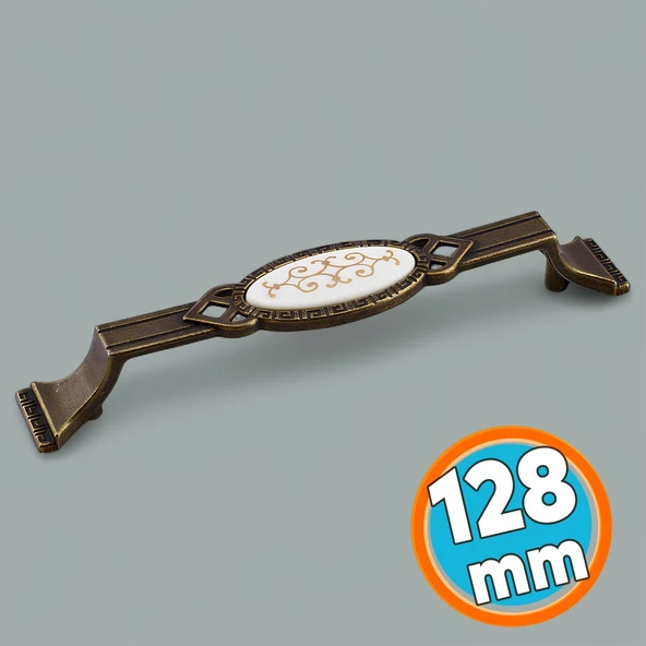 Antik Sarı Metal Kulp (128 mm - 12.8 cm) Mobilya Mutfak Çekmece Dolap Kulpu Kulbu Eskitme Kulpları ürün görseli