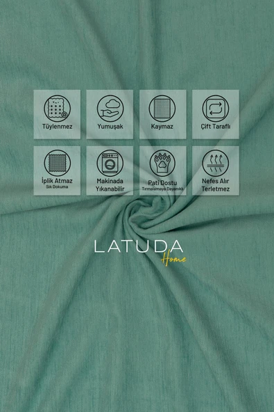 Kaymaz Koltuk Örtüsü Çift Taraflı Mikrofiber Şönil 175x350 cm XL- Su Yeşili – Kedi Köpek ve Çocuk Dostu - 3