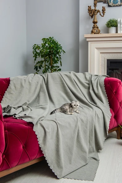 Kaymaz Koltuk Örtüsü Çift Taraflı Mikrofiber Şönil 175x350 cm XL- Taş – Kedi Köpek ve Çocuk Dostu - 2