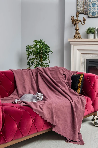 Kaymaz Koltuk Örtüsü Çift Taraflı Mikrofiber Şönil 175x350 cm XL- Rose – Kedi Köpek ve Çocuk Dostu - 2