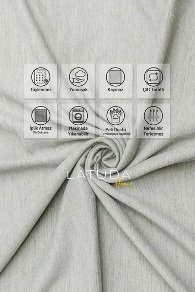 Kaymaz Koltuk Örtüsü Çift Taraflı Mikrofiber Şönil 175x350 cm XL- Taş – Kedi Köpek ve Çocuk Dostu - 3