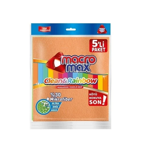 Clean & Rainbow 5li Rengarenk Temizlik Bezi